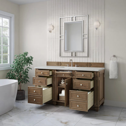 Bristol 60" Single Vanity, Saddle Brown w/ 3 CM Ethereal Noctis Silestone Top