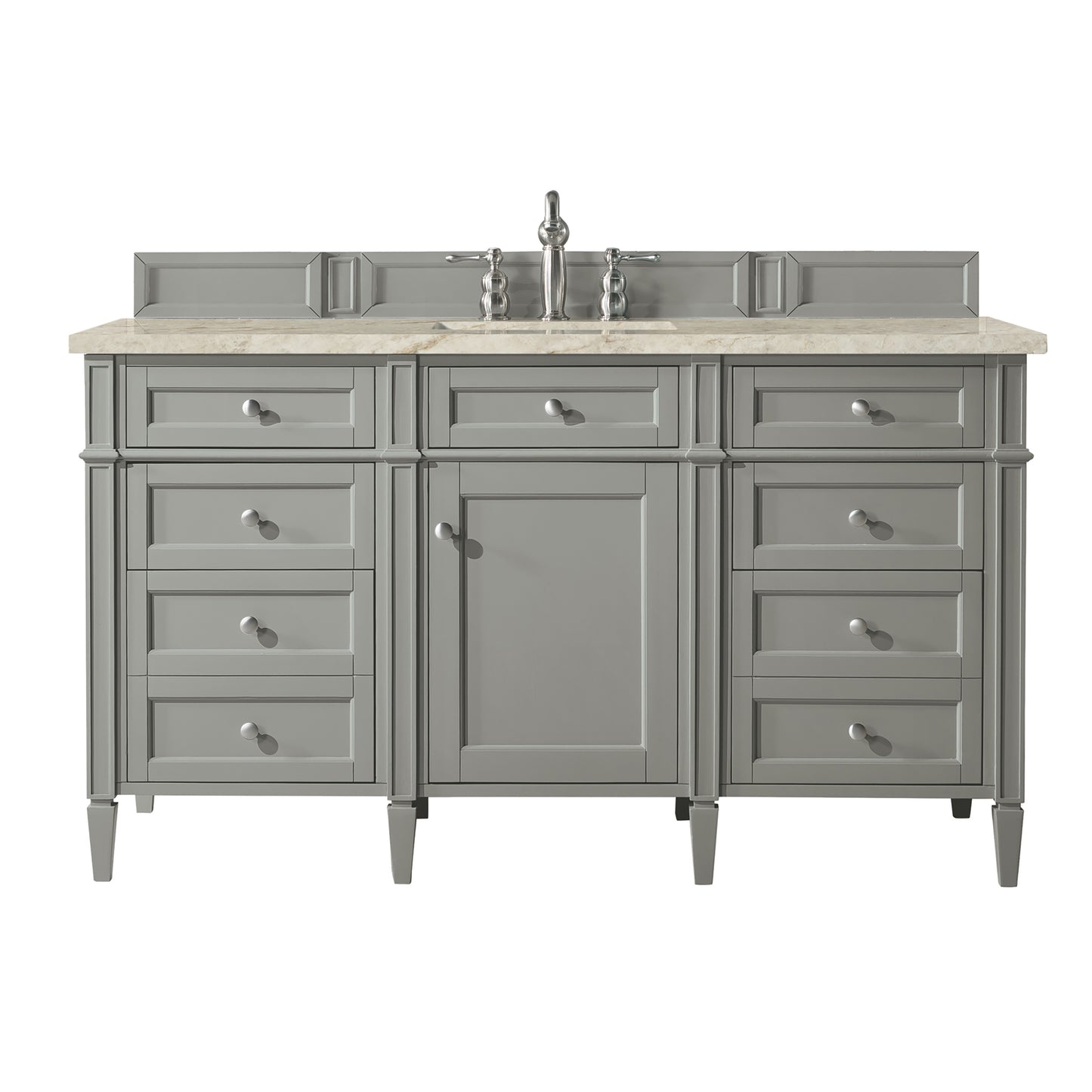 Renovate for Less Atlanta Brittany 60" Single Vanity, Urban Gray, w/ 3 CM Tajnar Eclos Top w/FreePower Wireless Charger