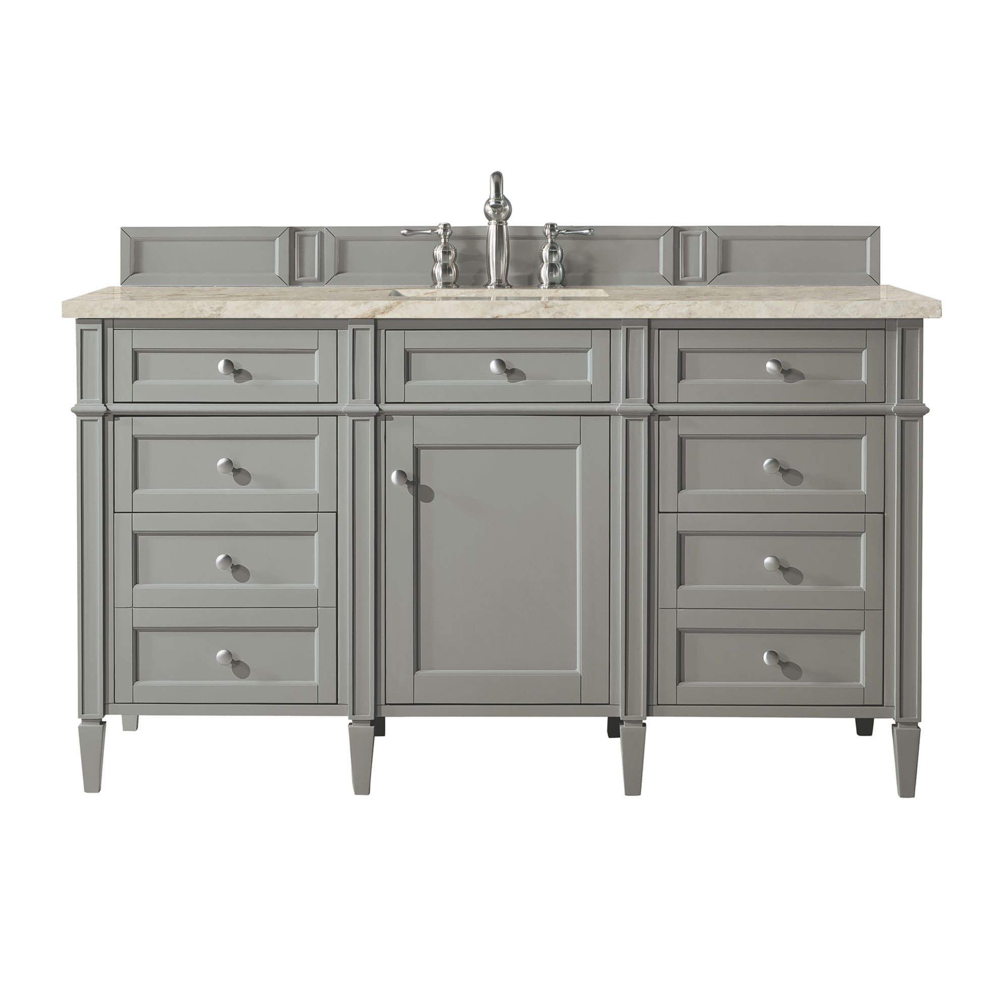 Renovate for Less Atlanta Brittany 60" Single Vanity, Urban Gray, w/ 3 CM Tajnar Eclos Top w/FreePower Wireless Charger