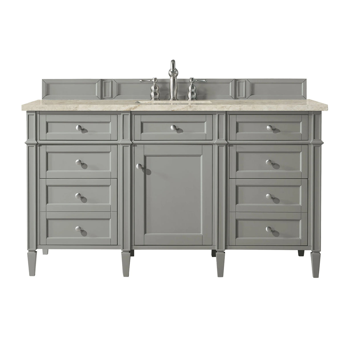 Brittany 60" Single Vanity, Urban Gray, w/ 3 CM Tajnar Eclos Top w/FreePower Wireless Charger