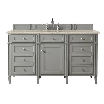 Brittany 60" Single Vanity, Urban Gray, w/ 3 CM Tajnar Eclos Top w/FreePower Wireless Charger