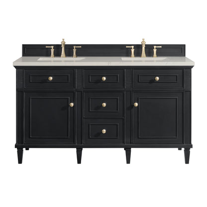 Renovate for Less Atlanta Lorelai 60" Double Vanity, Black Onyx, w/ 3 CM Siberian Silestone Top w/FreePower Wireless Charger