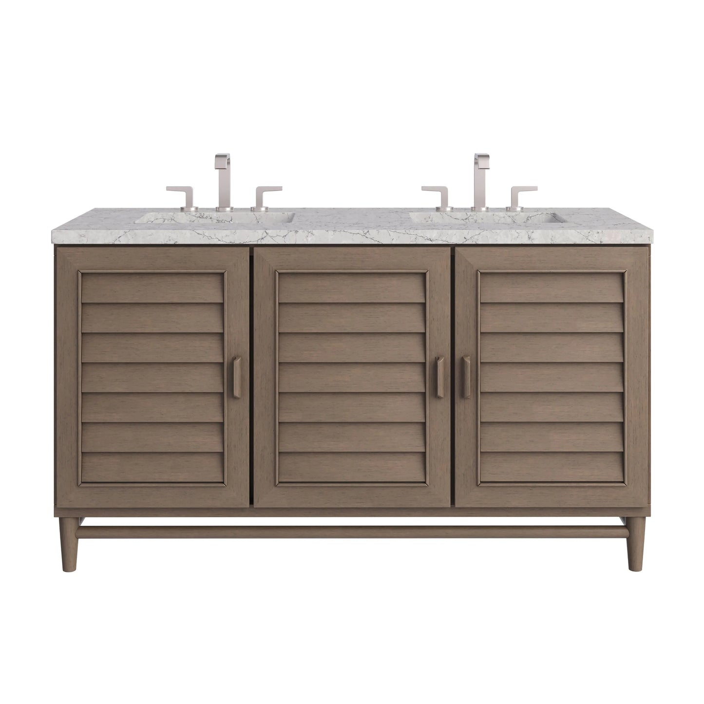 Portland 60" Double Vanity Whitewashed Walnut w/ 3 CM Eternal Jasmine Pearl Silestone Top