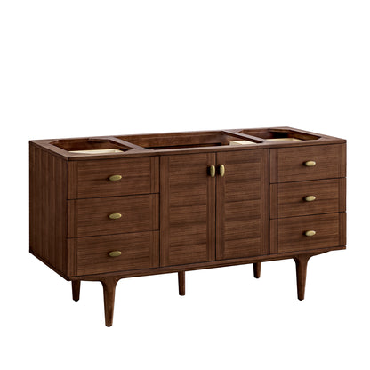 Renovate for Less Atlanta Amberly 60" Single Vanity, Mid-Century Walnut w/ 3 CM Eternal Jasmine Pearl Top