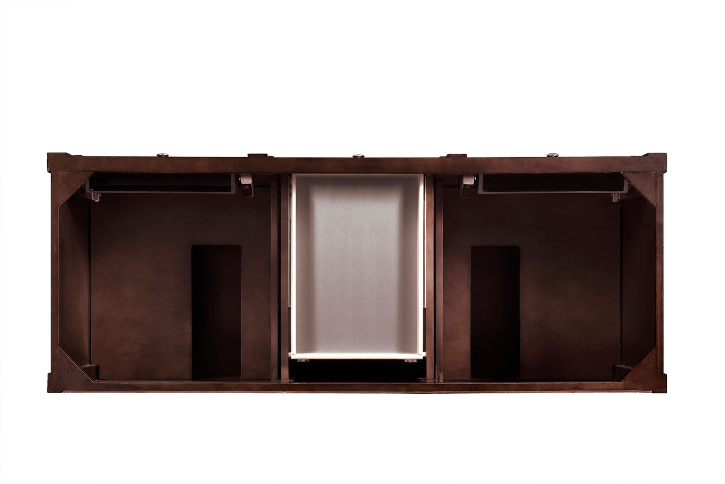 Renovate for Less Atlanta Brittany 60" Double Vanity, Burnished Mahogany w/ 3 CM Parisien Bleu Silestone Top w/FreePower Wireless Charger