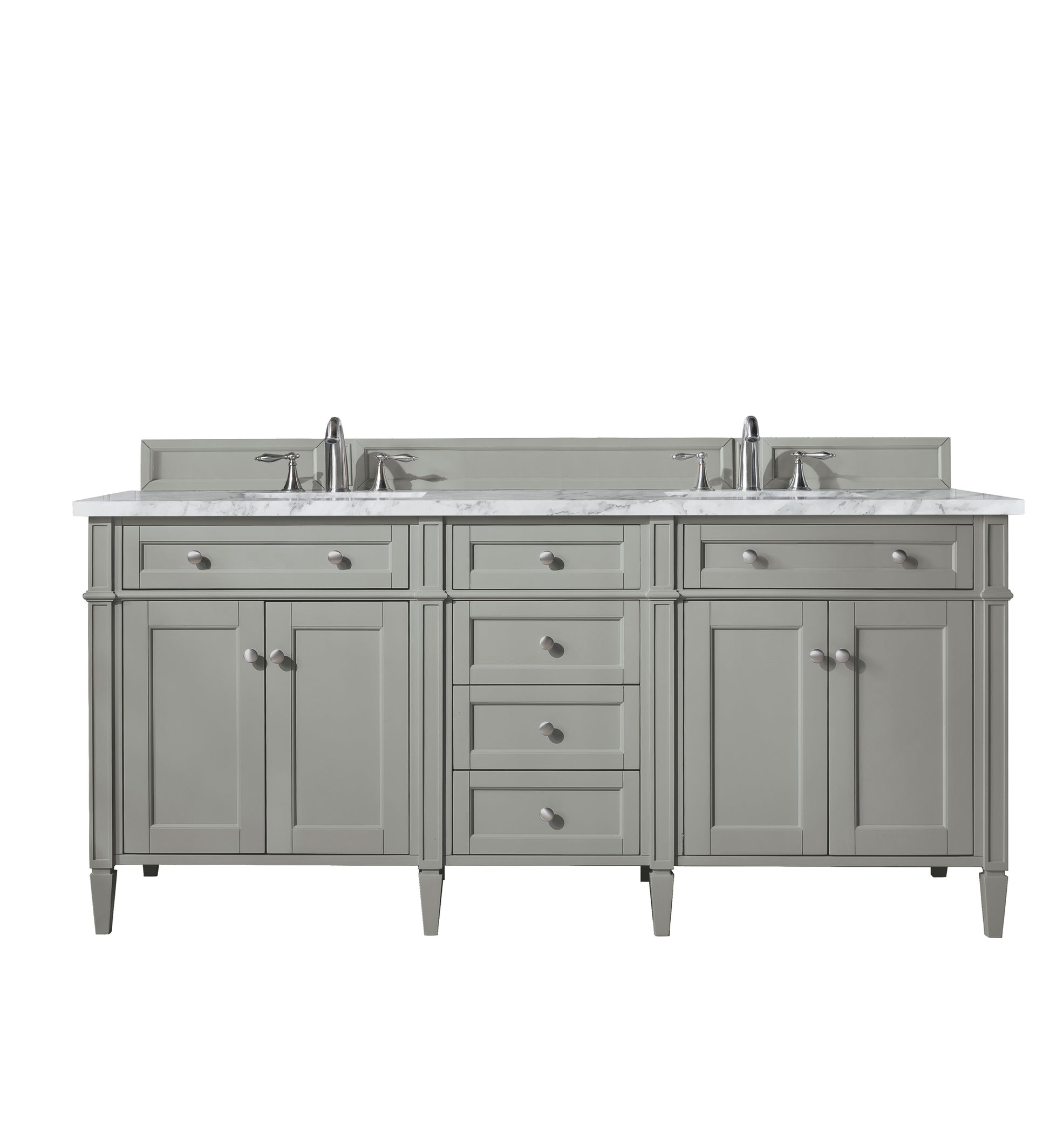 Renovate for Less Atlanta Brittany 72" Double Vanity, Urban Gray w/ 3 CM Carrara Marble Top