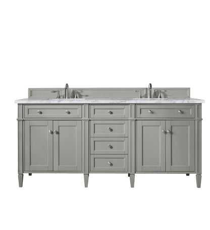 Renovate for Less Atlanta Brittany 72" Double Vanity, Urban Gray w/ 3 CM Carrara Marble Top