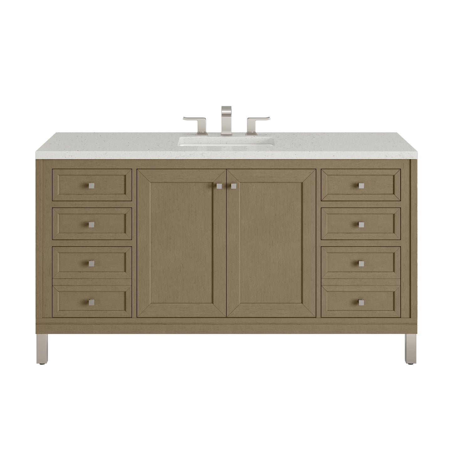 Renovate for Less Atlanta Chicago 60" Single Vanity, Walnut Whisper, w/ 3 CM Lime Delight Silestone® Top