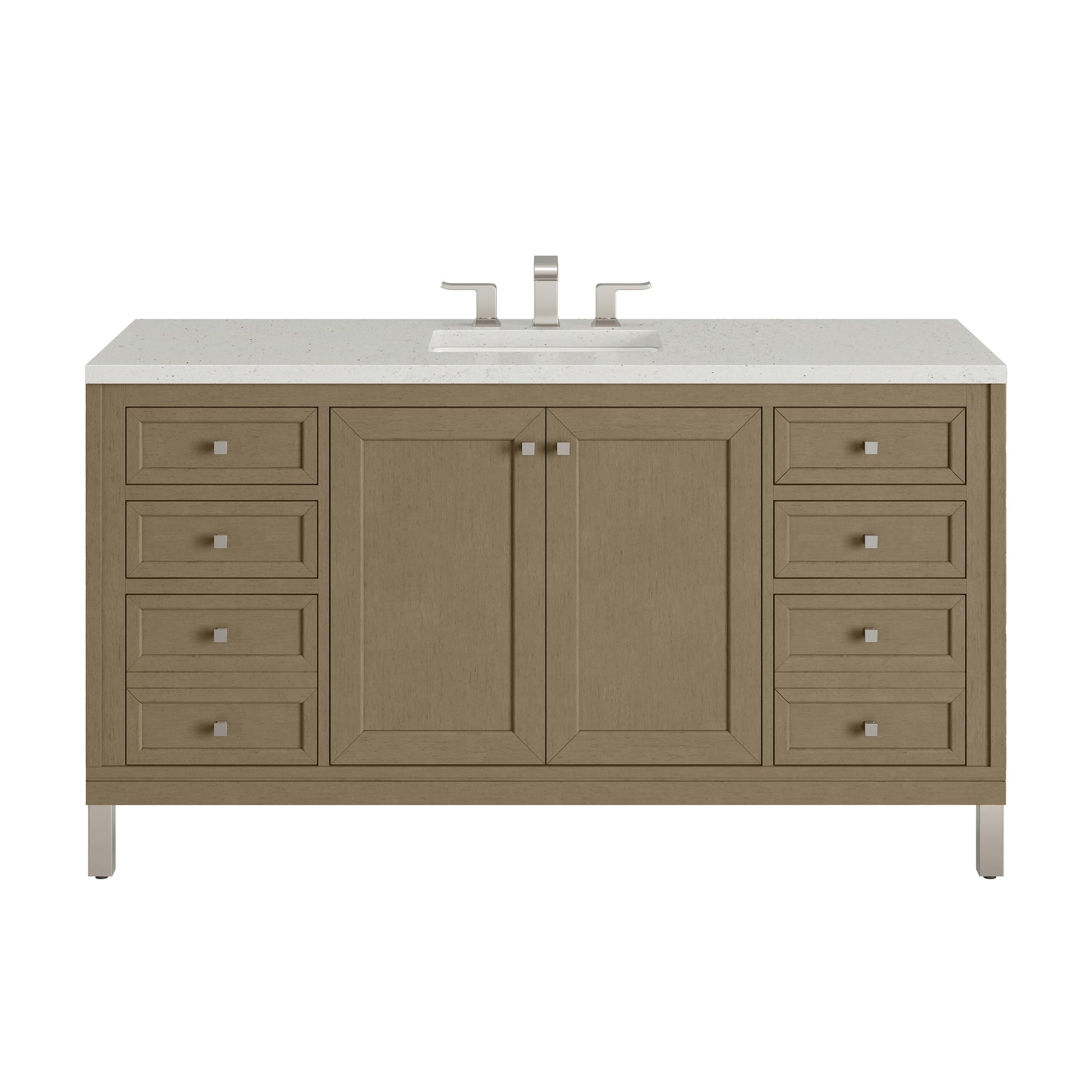 Renovate for Less Atlanta Chicago 60" Single Vanity, Walnut Whisper, w/ 3 CM Lime Delight Silestone® Top