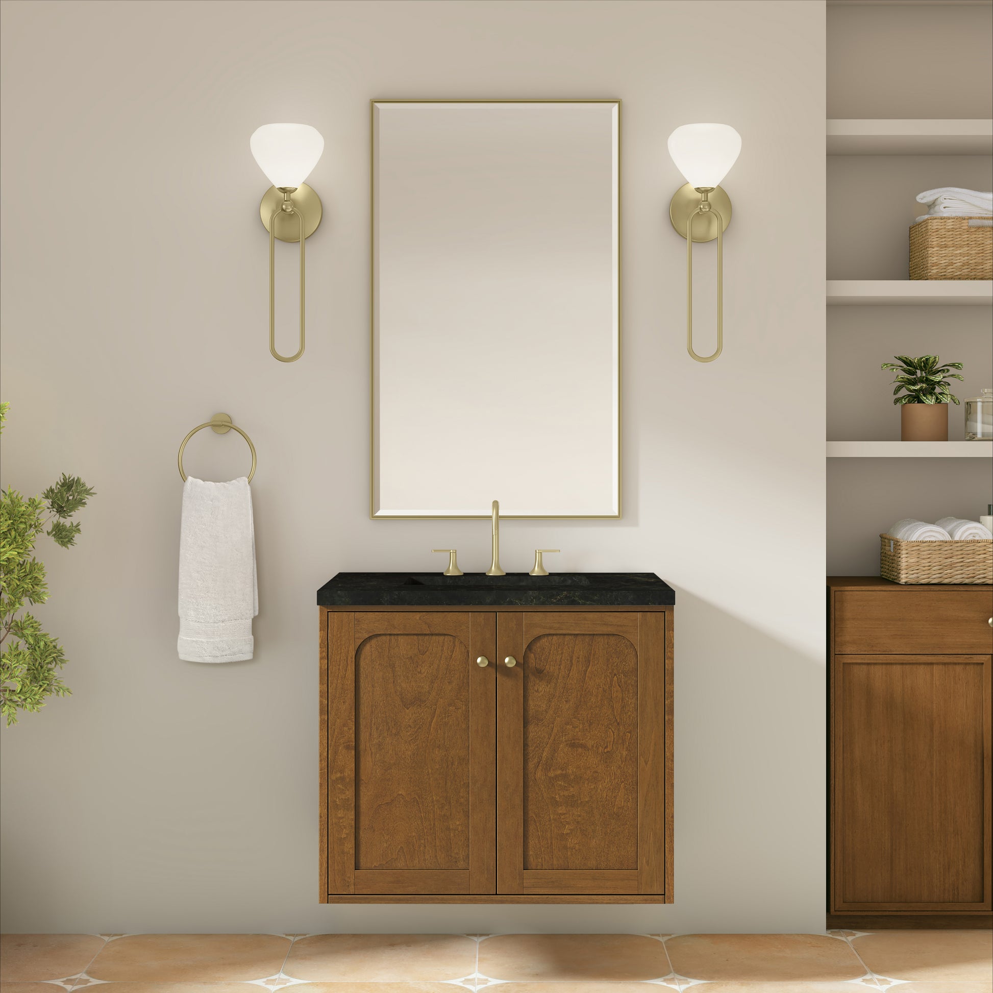 Renovate for Less Atlanta Laurent 30" Single Vanity, Honey Oak w/ 3 CM Phantome Eclos Top
