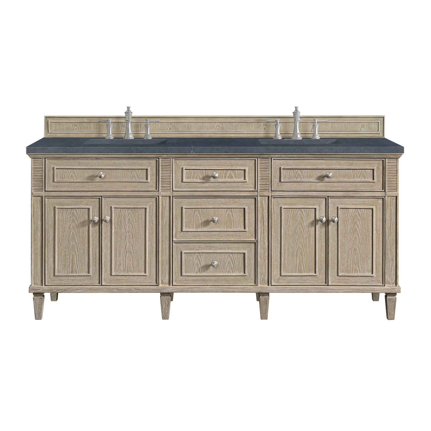 Renovate for Less Atlanta Lorelai 72" Double Vanity, Whitewashed Oak w/ 3 CM Charcoal Soapstone Silestone Top