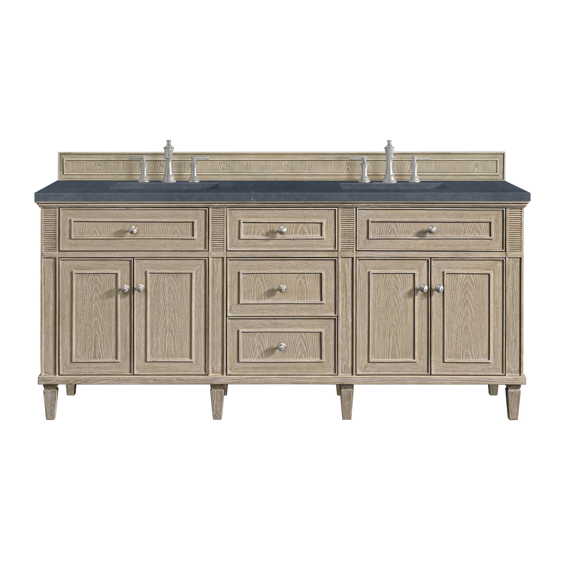 Renovate for Less Atlanta Lorelai 72" Double Vanity, Whitewashed Oak w/ 3 CM Charcoal Soapstone Silestone Top