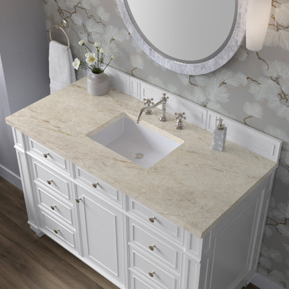 Renovate for Less Atlanta Bristol 48" Single Vanity, Bright White, w/ 3 CM Tajnar Eclos Top