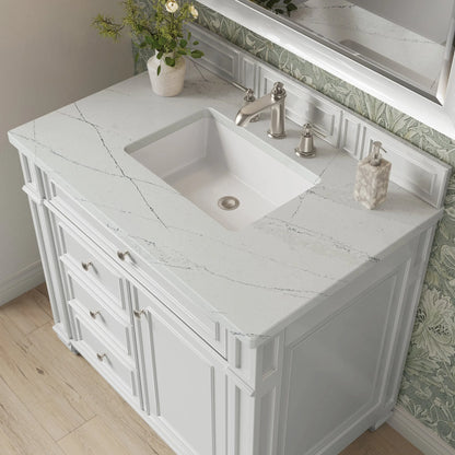 Bristol 36" Single Vanity, Bright White w/ 3 CM Ethereal Noctis Silestone Top