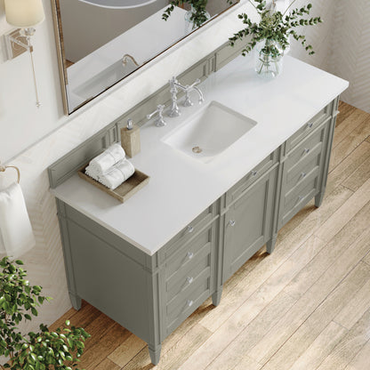 Renovate for Less Atlanta Brittany 60" Single Vanity, Urban Gray w/ 3 CM White Zeus Silestone Top