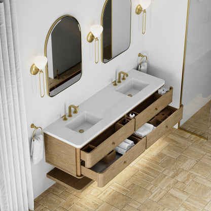 Renovate for Less Atlanta Allamari 72" Double Vanity, Dune Mist w/ 3 CM White Zeus Silestone Top