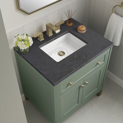 Renovate for Less Atlanta Chicago 30" Single Vanity, Smokey Celadon, w/ 3 CM Charcoal Soapstone Silestone® Top