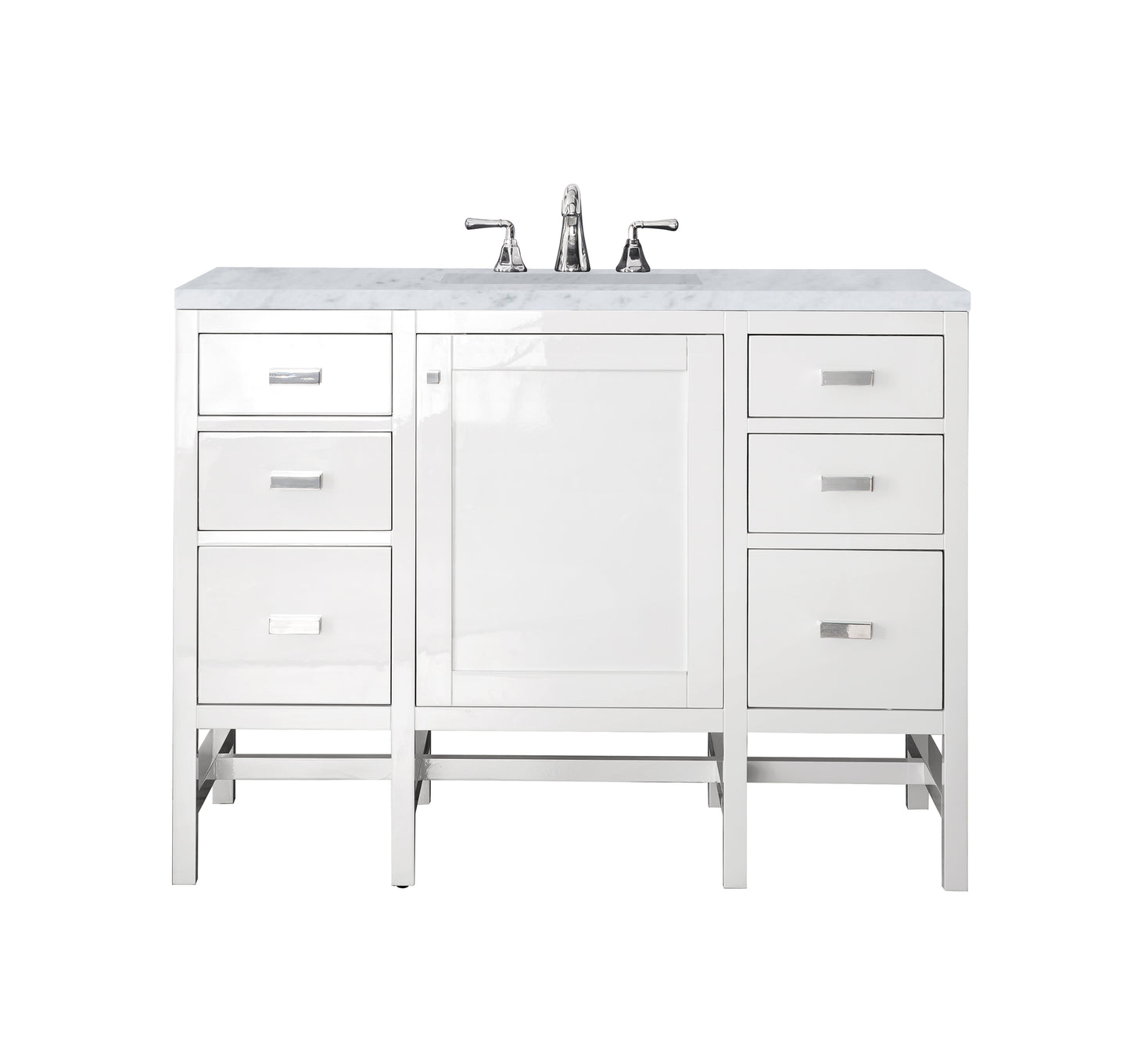 Renovate for Less Atlanta Addison 48" Single Vanity, Glossy White w/ 3 CM Carrara White Top