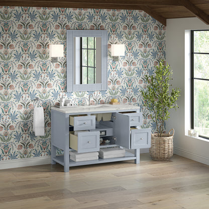 Renovate for Less Atlanta Breckenridge 48" Single Vanity, Serenity Blue, w/ 3 CM Victorian Silver Quartz Top