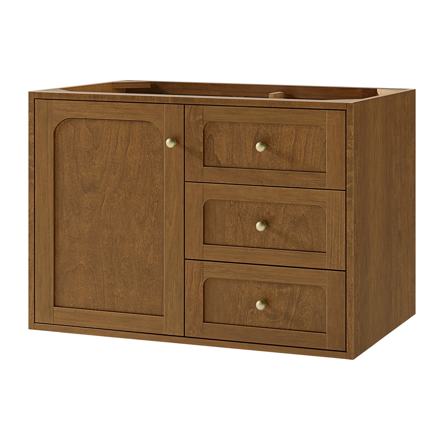 Renovate for Less Atlanta Laurent 36" Single Vanity, Honey Oak w/ 3 CM Ethereal Noctis Silestone Top
