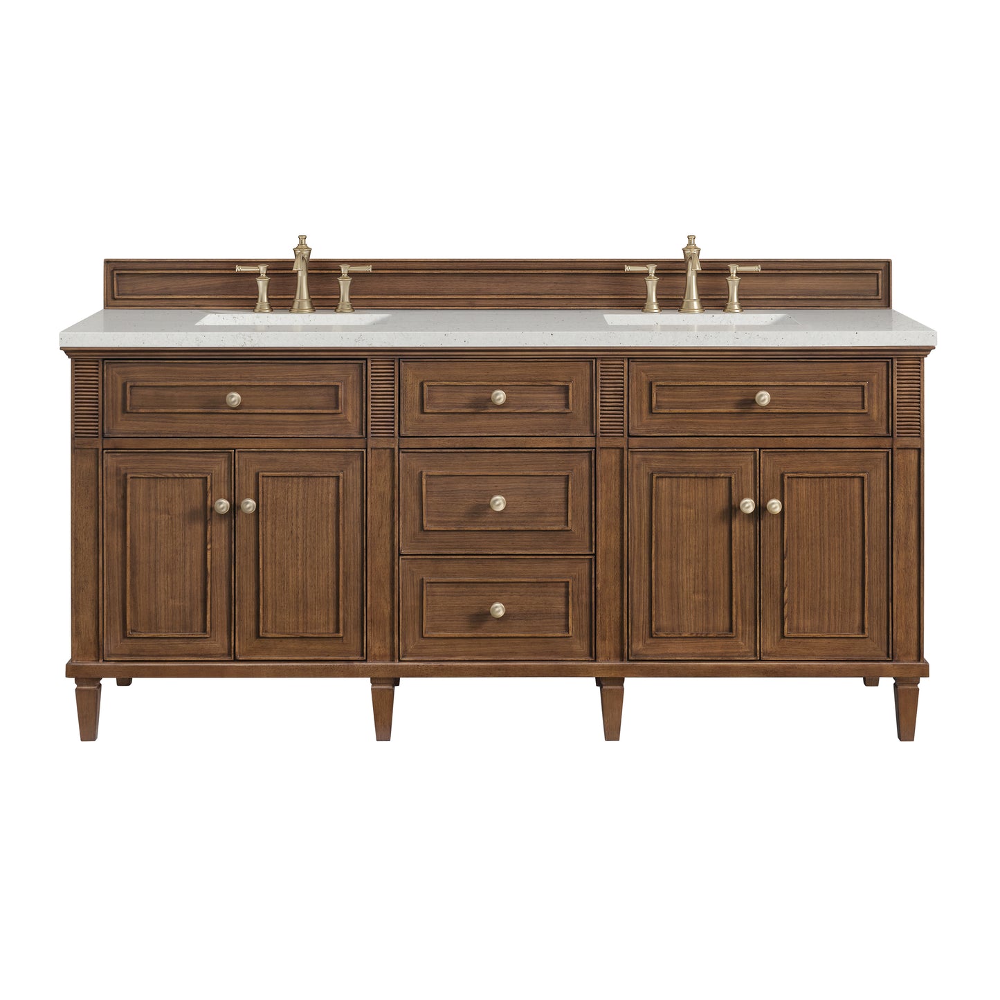 Renovate for Less Atlanta Lorelai 72"Double Vanity, Mid-Century Walnut w/ 3 CM Lime Delight Silestone Top