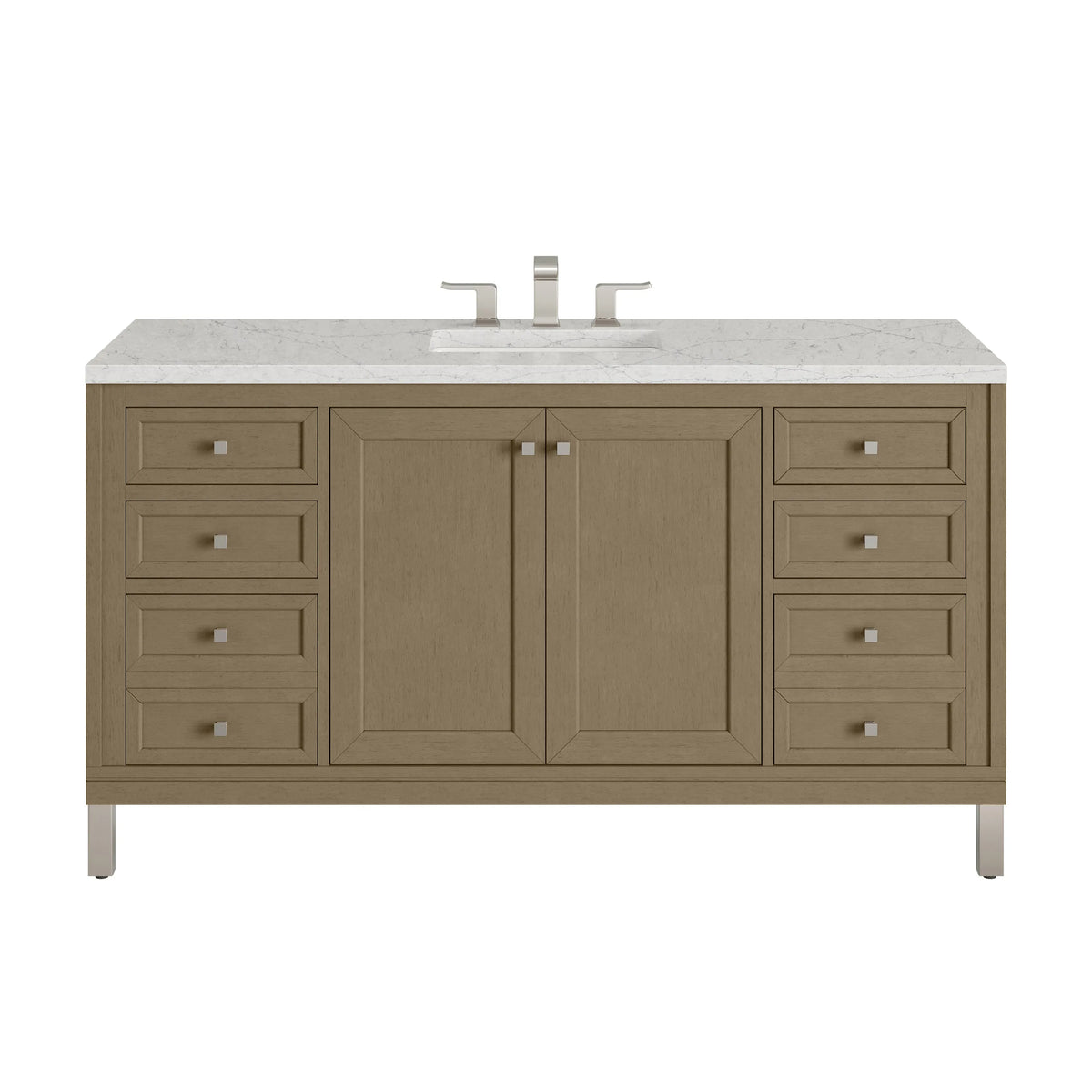 Chicago 60" Single Vanity, Walnut Whisper, w/ 3 CM Eternal Jasmine Pearl Silestone® Top
