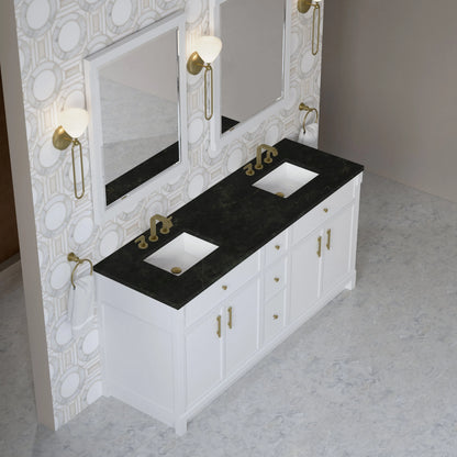 Bellshire 72" Double Vanity, Bright White w/ 3 CM Phantome Eclos Top