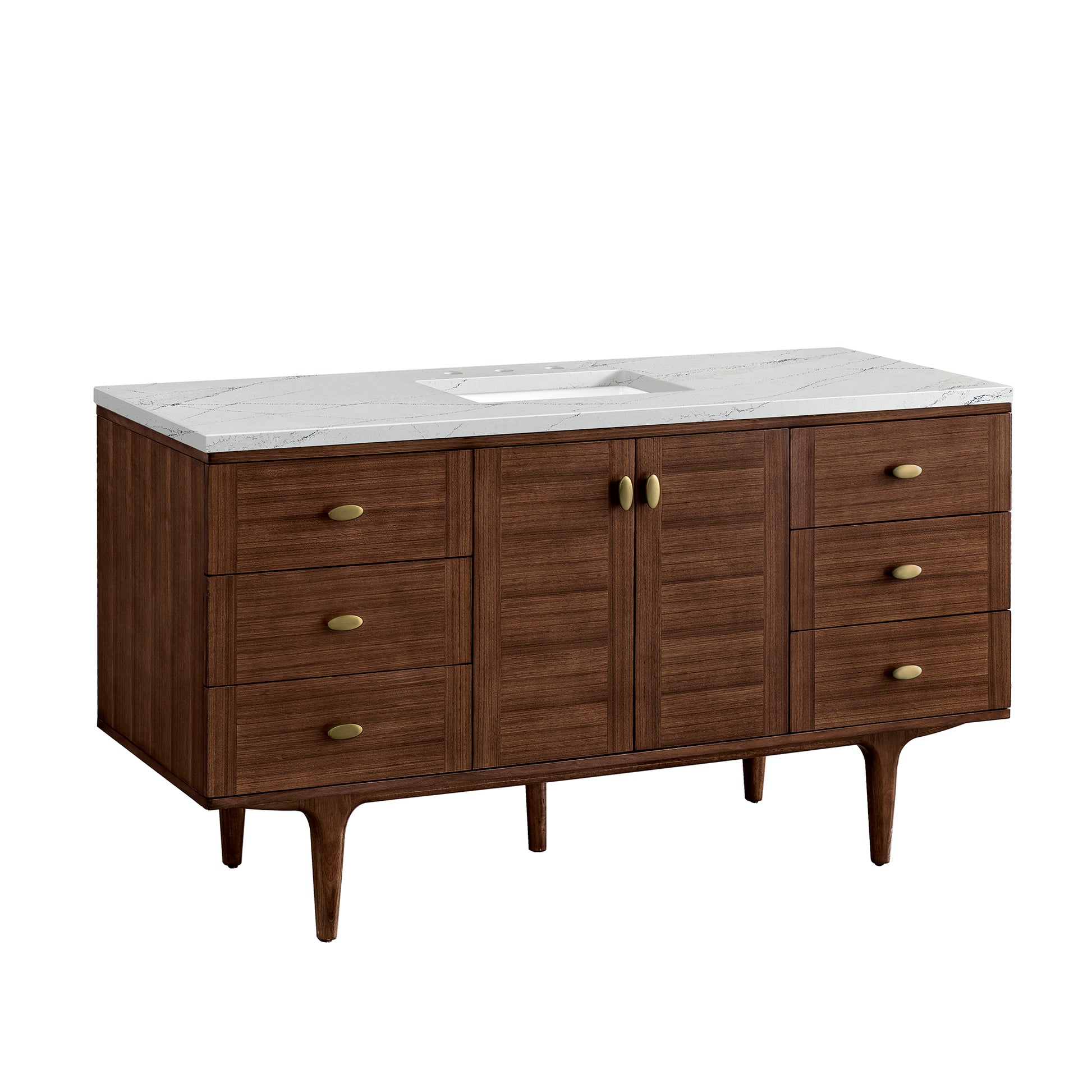 Renovate for Less Atlanta Amberly 60" Single Vanity, Mid-Century Walnut w/ 3 CM Ethereal Noctis Top