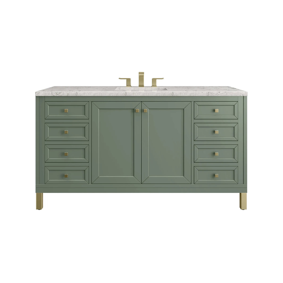Chicago 60" Single Vanity, Smokey Celadon, w/ 3 CM Eternal Jasmine Pearl Silestone® Top