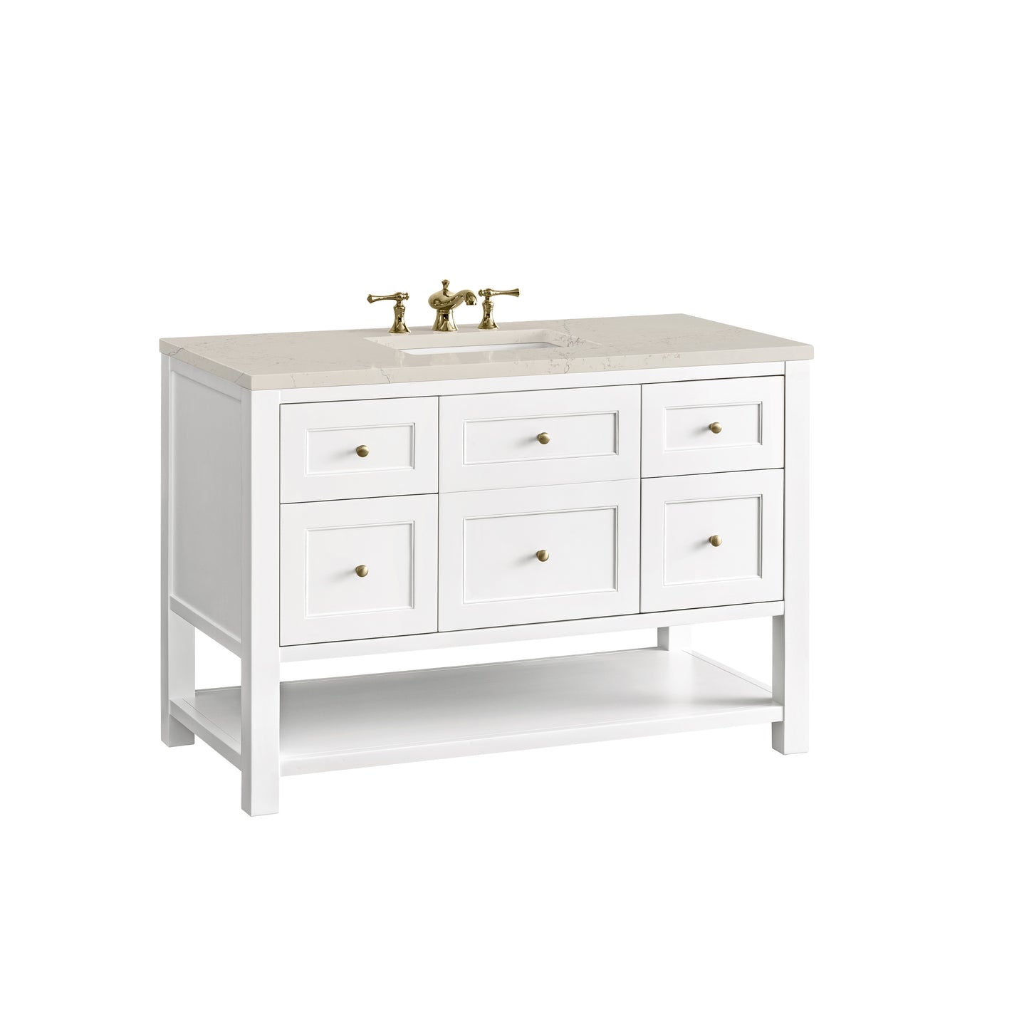 Renovate for Less Atlanta Breckenridge 48" Single Vanity, Bright White, w/ 3 CM Siberian Silestone Top