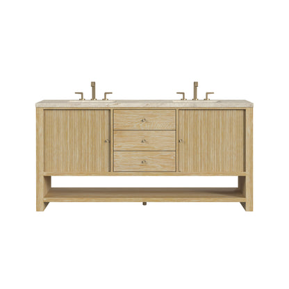 Renovate for Less Atlanta Marigot 72" Double Vanity, Sunwashed Oak, w/ 3 CM Tajnar Eclos Top