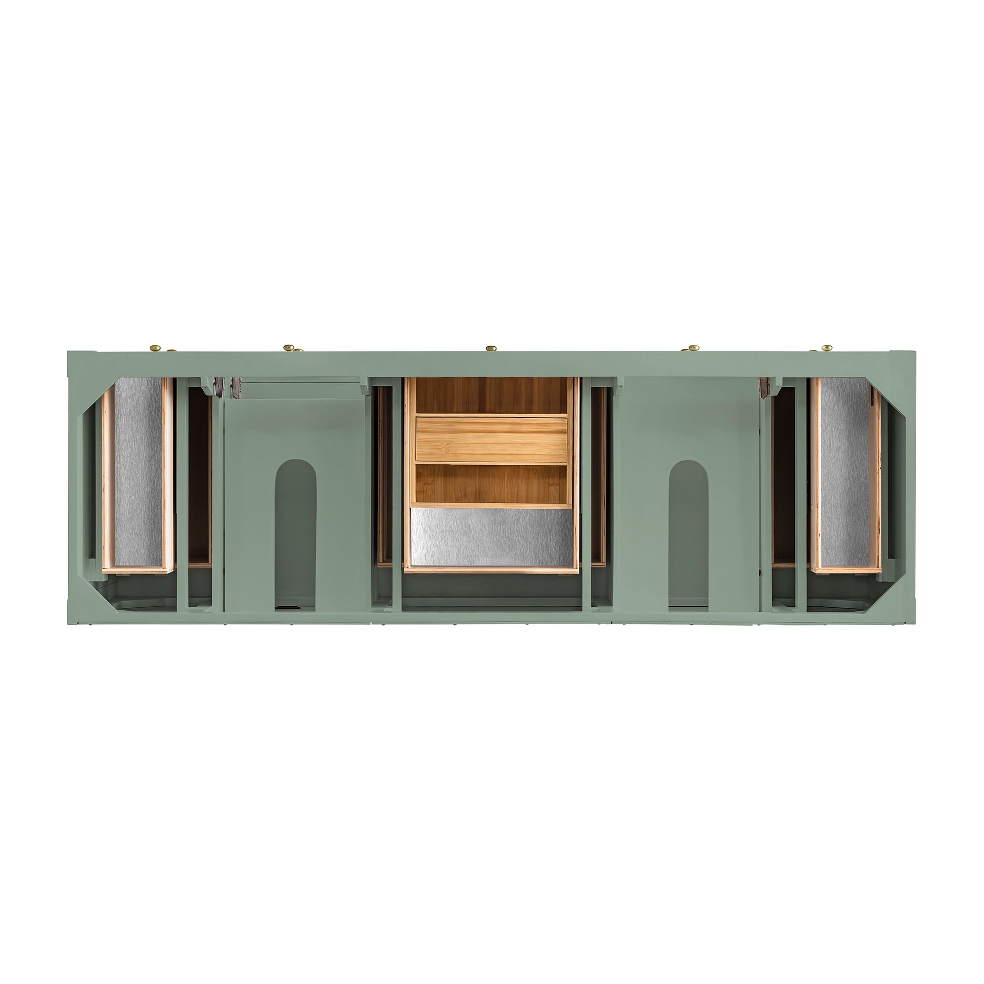 Renovate for Less Atlanta Breckenridge 72" Double Vanity, Smokey Celadon w/ 3 CM Eternal Jasmine Pearl Top w/FreePower Wireless Charger