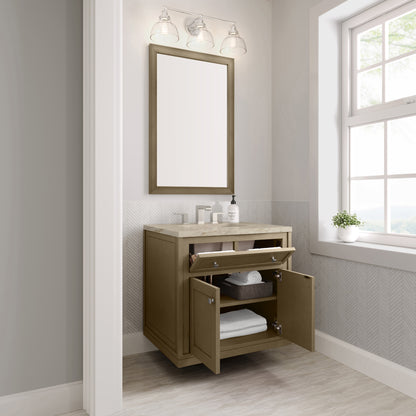 Renovate for Less Atlanta Chicago 30" Single Vanity, Walnut Whisper, w/ 3 CM Tajnar Eclos Top
