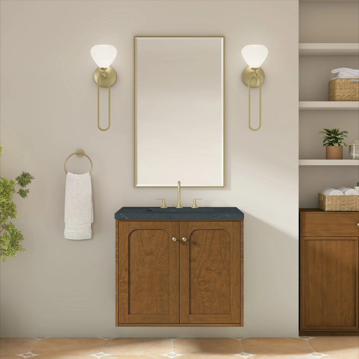 Laurent 30" Single Vanity, Honey Oak w/ 3 CM Charcoal Soapstone Silestone Top
