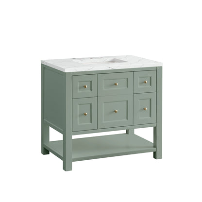 Renovate for Less Atlanta Breckenridge 36" Single Vanity, Smokey Celadon w/ 3 CM Ethereal Noctis Top