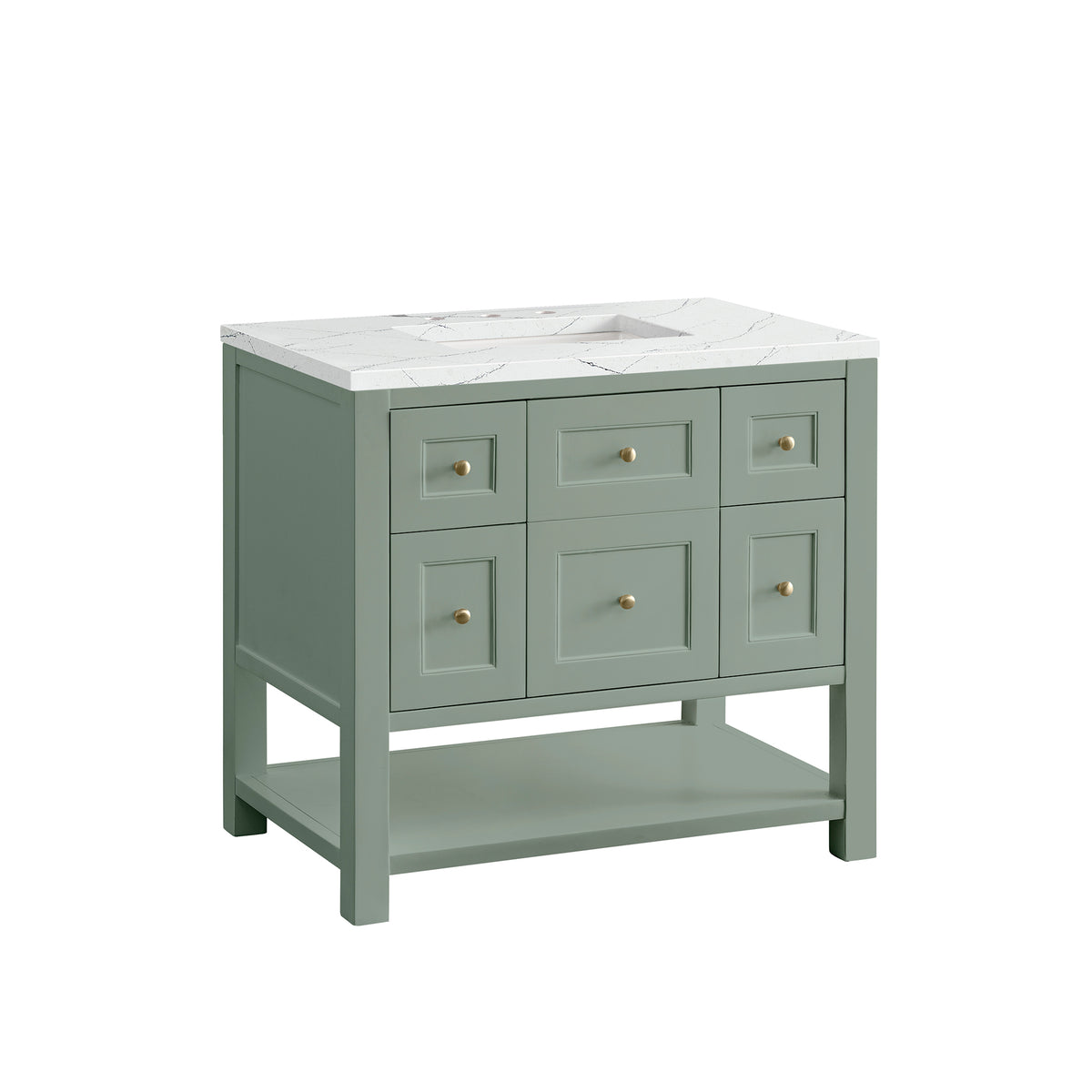 Renovate for Less Atlanta Breckenridge 36" Single Vanity, Smokey Celadon w/ 3 CM Ethereal Noctis Top