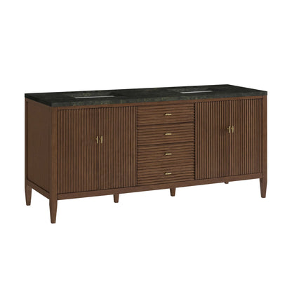 Myrrin 72" Vanity, Mid Century Walnut, w/ 3 CM Phantome Eclos Top