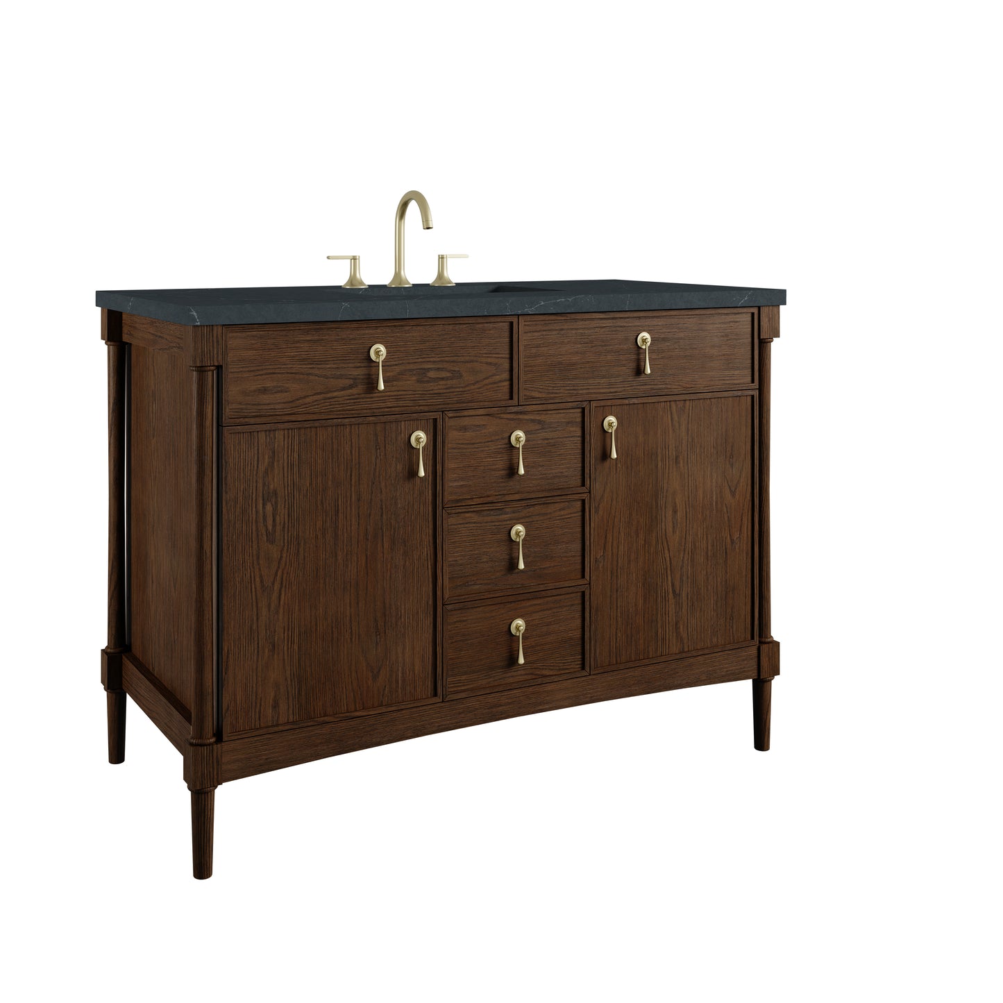 Renovate for Less Atlanta Kinnsden 48" Single Vanity, Sable Oak w/ 3 CM Charcoal Soapstone Silestone Top