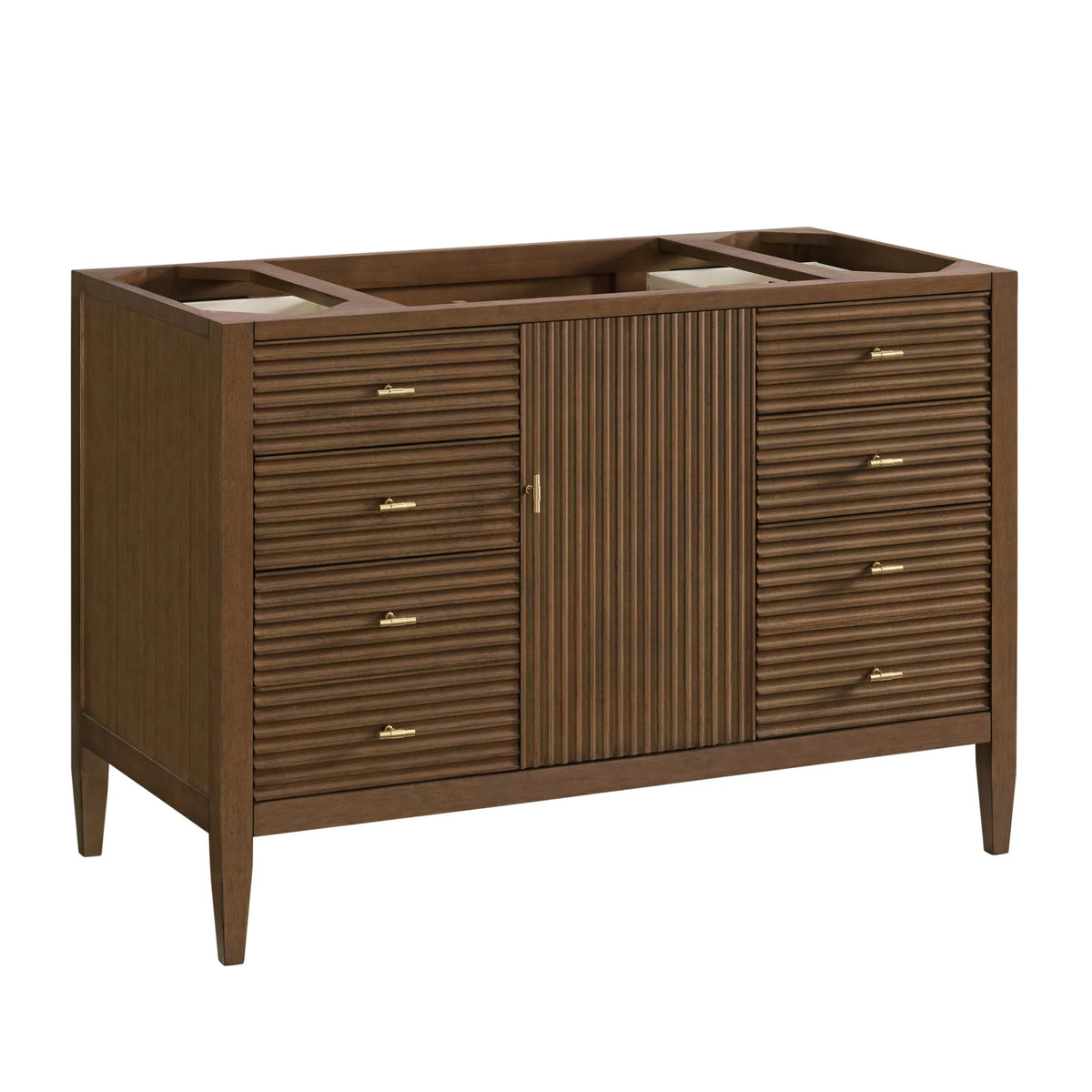 Myrrin 48" Single Vanity, Mid Century Walnut w/ 3 CM Eternal Jasmine Pearl Silestone Top
