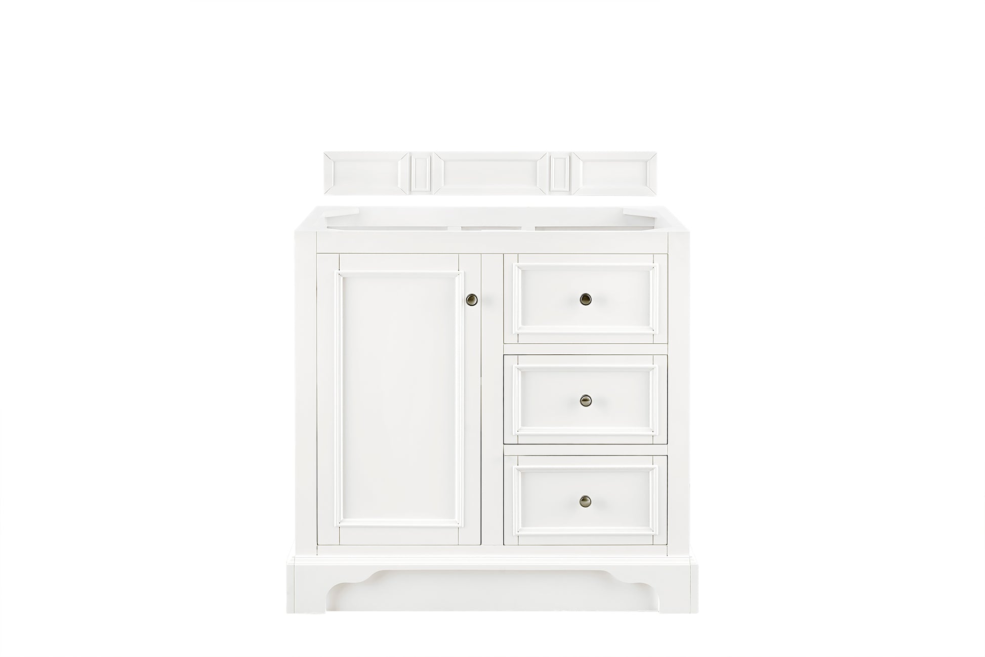 Renovate for Less Atlanta De Soto 36" Single Vanity, Bright White, w/ 3 CM Siberian Silestone Top