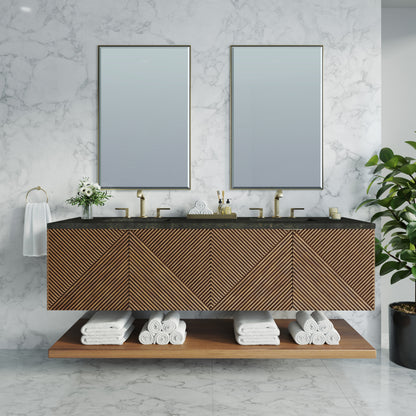Renovate for Less Atlanta Marcello 72" Double Vanity, Chestnut, w/ 3 CM Phantome Eclos Top