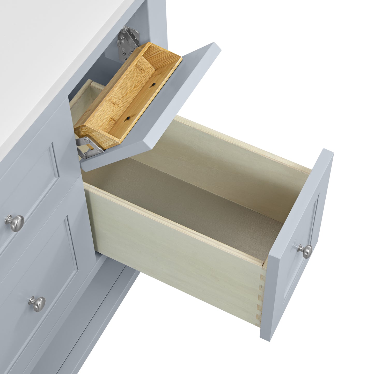 Renovate for Less Atlanta Breckenridge 36" Single Vanity, Serenity Blue, w/ 3 CM Tajnar Eclos Top