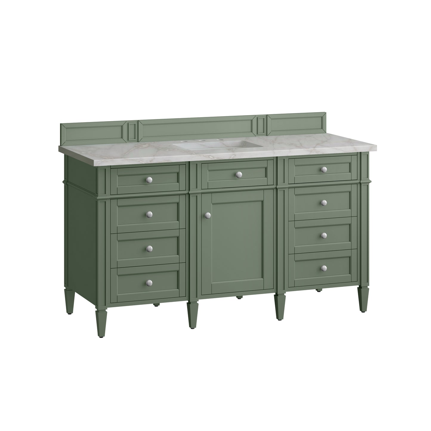 Renovate for Less Atlanta Brittany 60" Single Vanity, Smokey Celadon w/ 3 CM Victorian Silver Top w/FreePower Wireless Charger