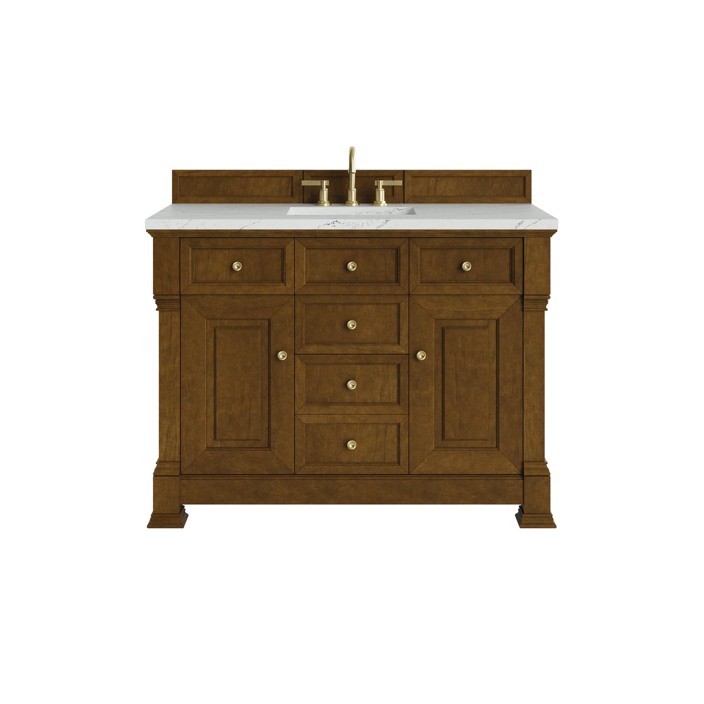 Renovate for Less Atlanta Brookfield 48" Single Vanity, Honey Oak w/ 3 CM Ethereal Noctis Silestone Top