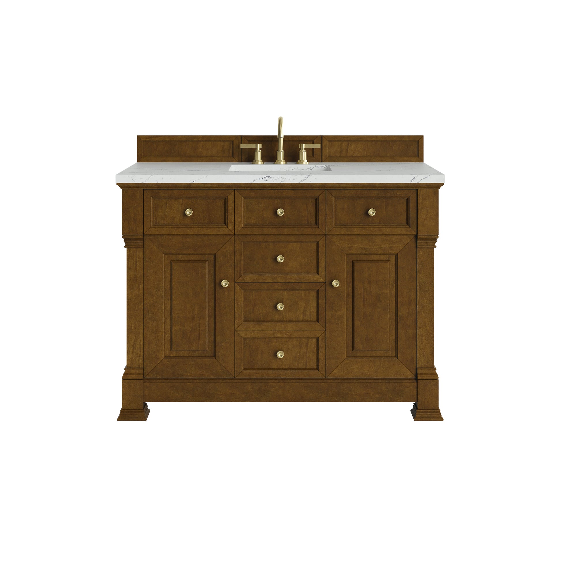 Renovate for Less Atlanta Brookfield 48" Single Vanity, Honey Oak w/ 3 CM Ethereal Noctis Silestone Top