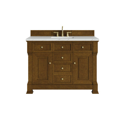 Renovate for Less Atlanta Brookfield 48" Single Vanity, Honey Oak w/ 3 CM Ethereal Noctis Silestone Top