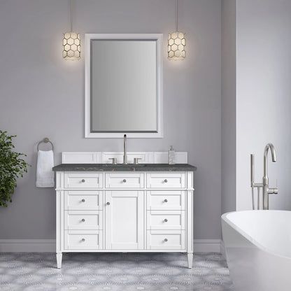 Brittany 48" Single Vanity, Bright White w/ 3 CM Parisien Bleu Silestone Top