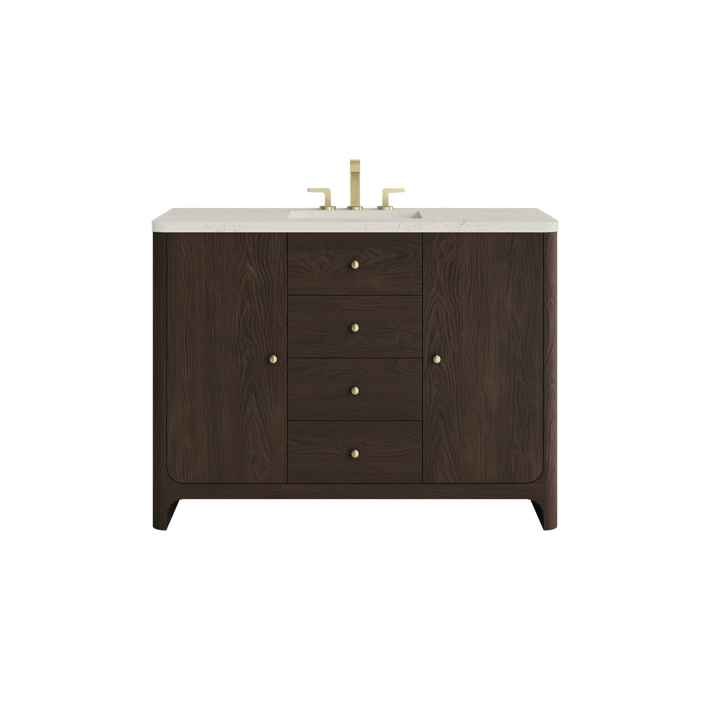 Renovate for Less Atlanta Gracyn 48" Single Vanity, Sable, w/ 3 CM Siberian Silestone Top w/FreePower Wireless Charger