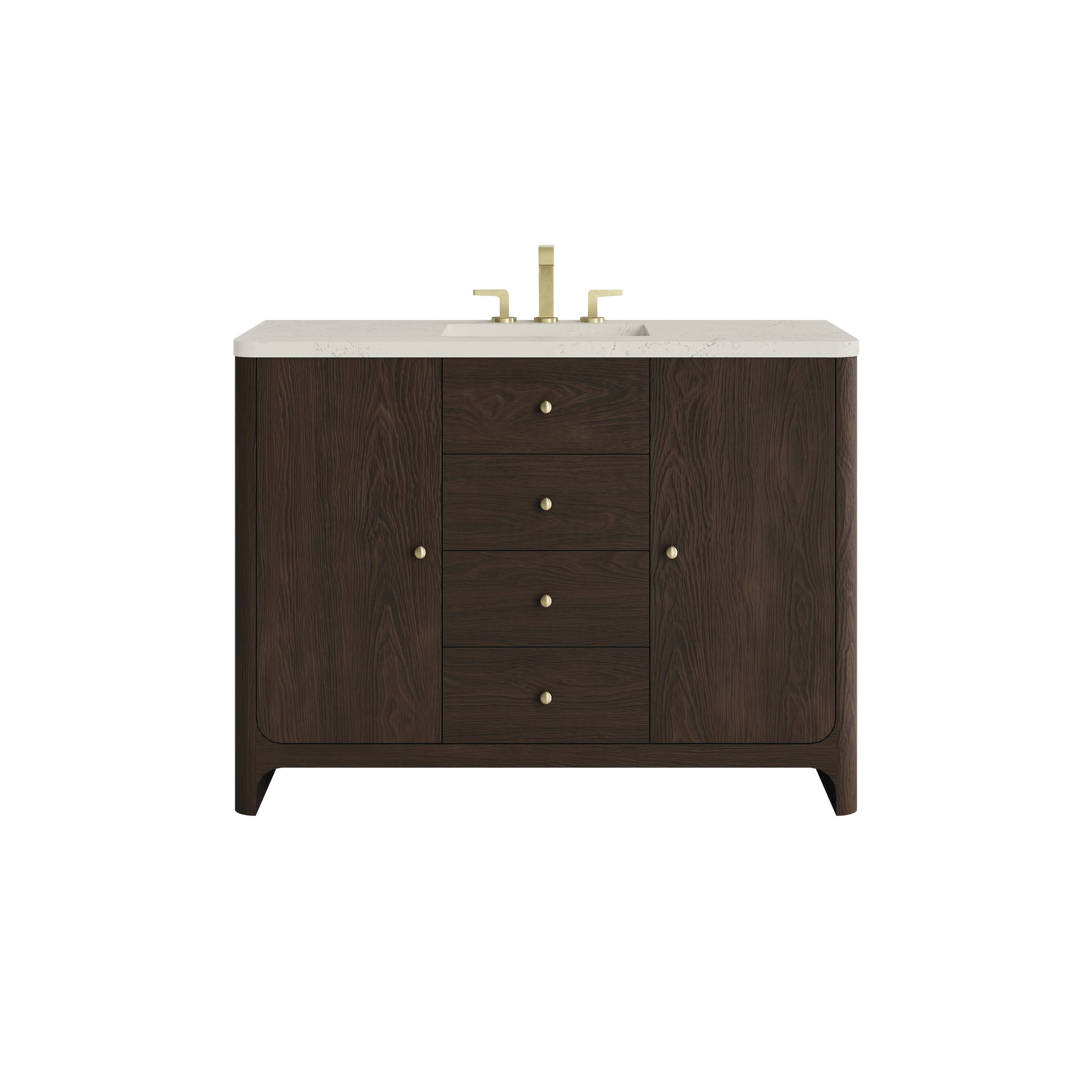 Renovate for Less Atlanta Gracyn 48" Single Vanity, Sable, w/ 3 CM Siberian Silestone Top w/FreePower Wireless Charger