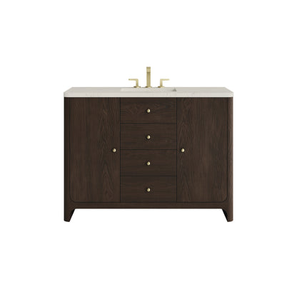 Renovate for Less Atlanta Gracyn 48" Single Vanity, Sable, w/ 3 CM Siberian Silestone Top w/FreePower Wireless Charger